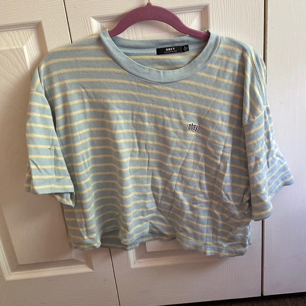 A cropped obey t shirt